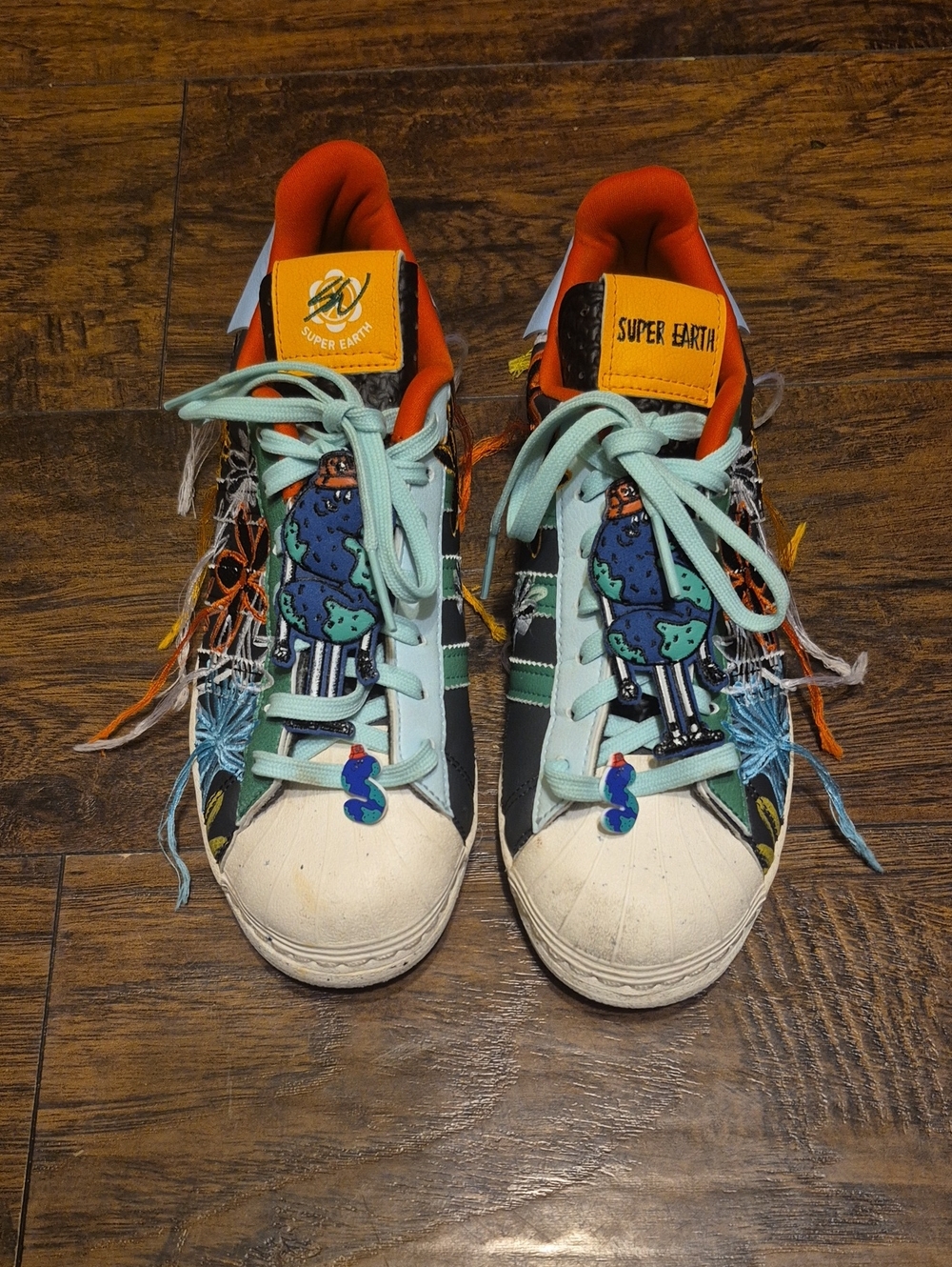 Women Multicolor Graphic Sneakers - Light Blue & Orange